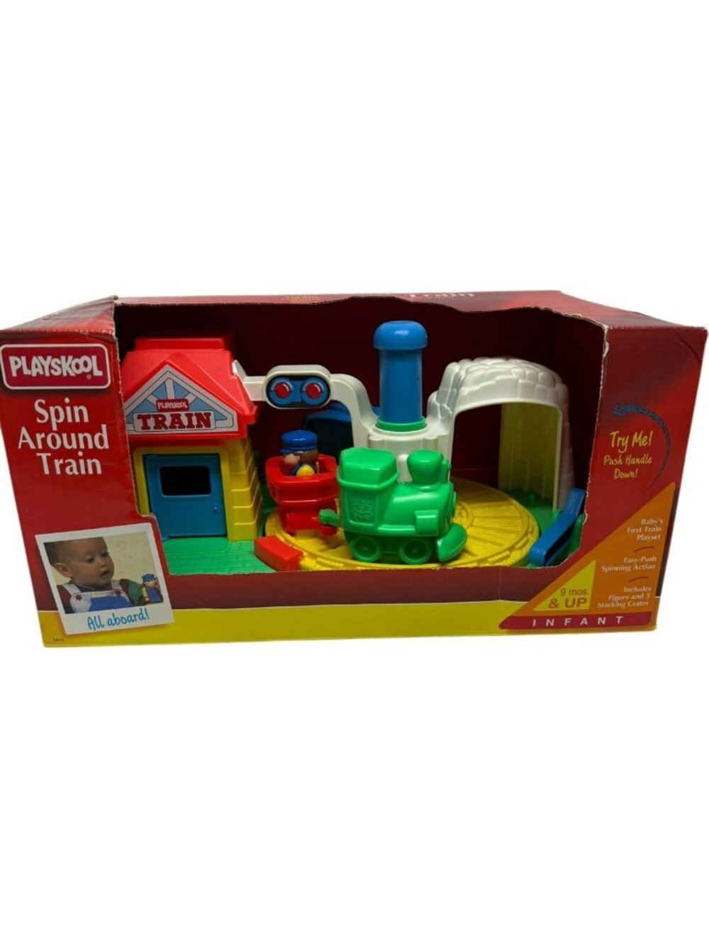 IN ORIGINAL BOX Vintage 1991 Playskool Spin Around Train Baby Toy #5433 Infant